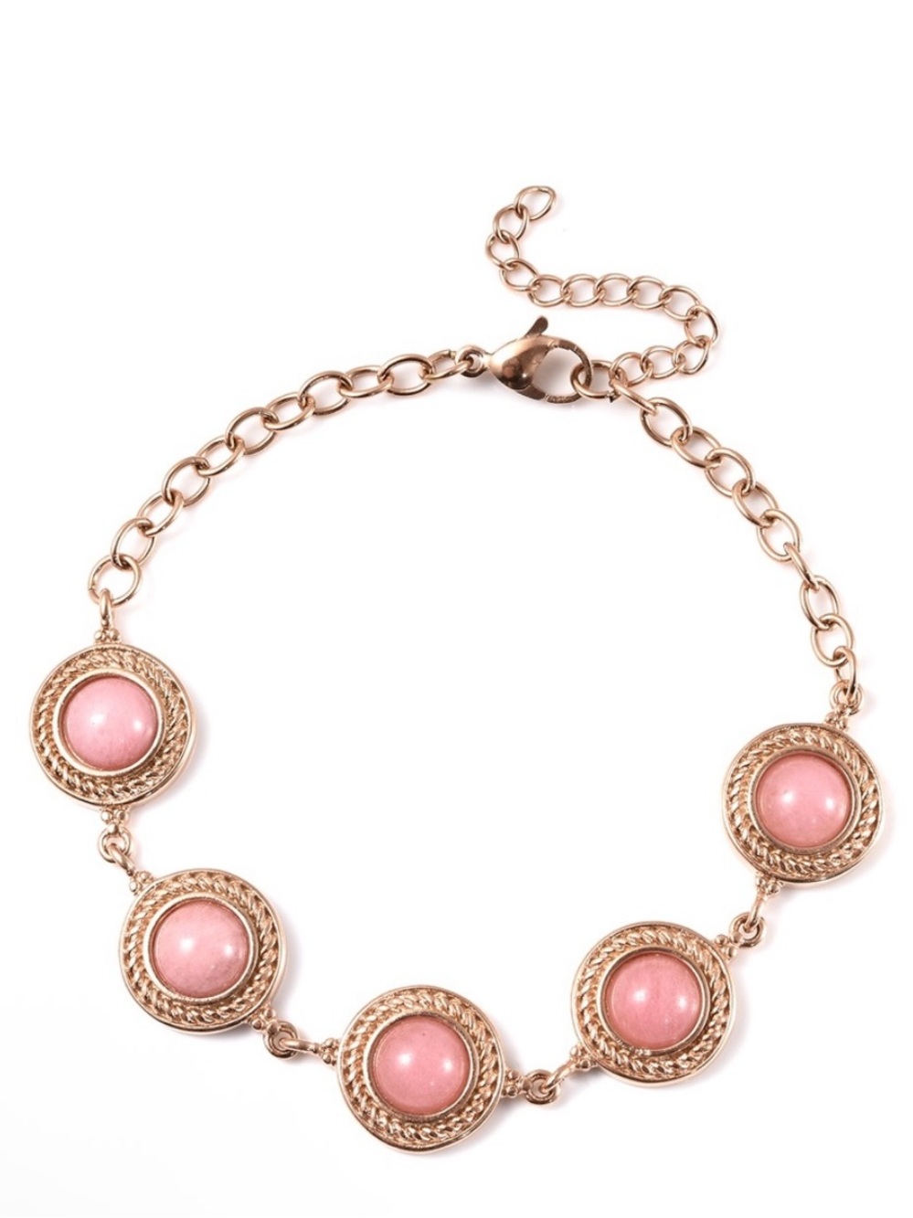Rose Quartz and Rose Gold Station Bracelet